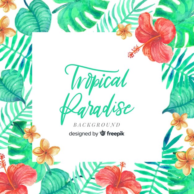 Colorful watercolor tropical background