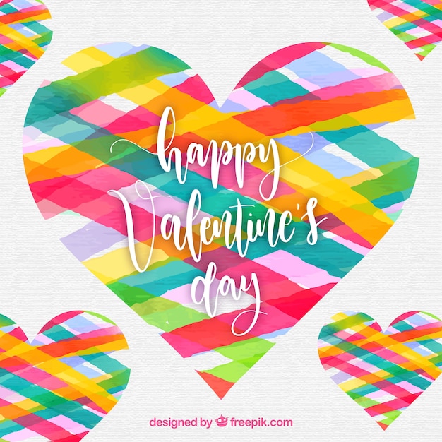 Free vector colorful watercolor valentine's day background