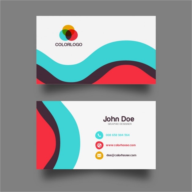 Colorful wave business card design