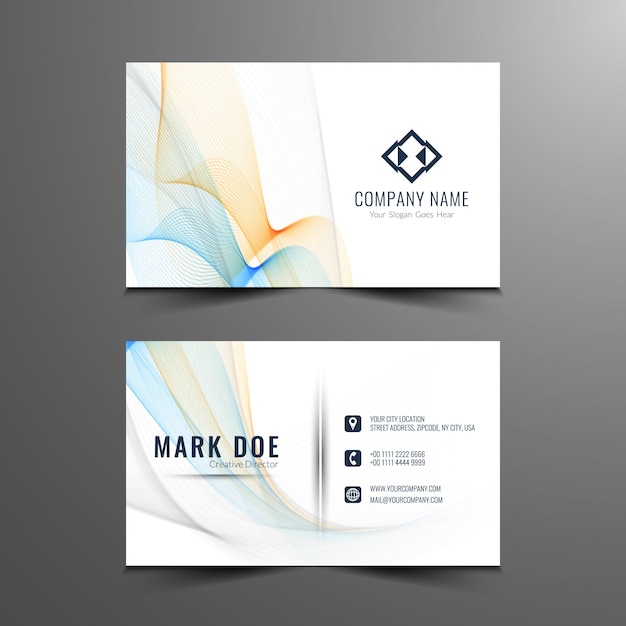 Colorful wavy business card template