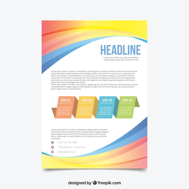 Free vector colorful wavy business flyer template