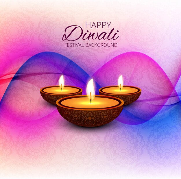 Colorful wavy diwali design