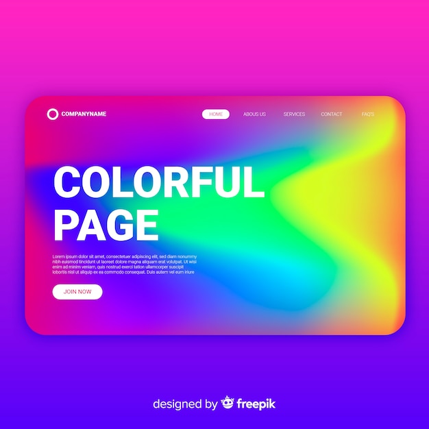 Vettore gratuito colorful landing page ondulato