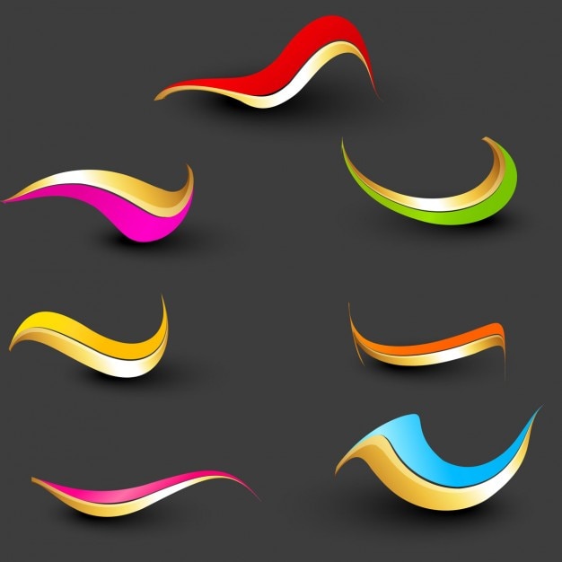 Free vector colorful wavy objects