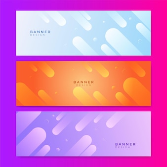 Colorful web banner with abstract geometric background. collection of horizontal promotion banners with pastel gradient colors and abstract geometric backdrop. header design. vibrant coupon template.