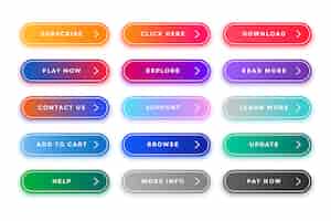 Бесплатное векторное изображение Красочный пакет веб-кнопок для различных целей