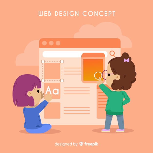Colorful web design concept with flat design