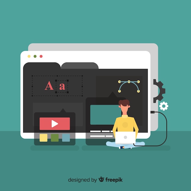 Colorful web design concept with flat design