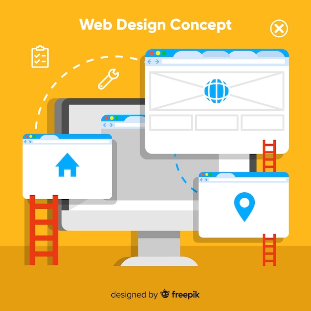 Free vector colorful web design concept with flat design