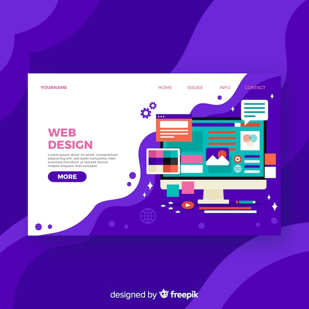 Free vector colorful web design landing page