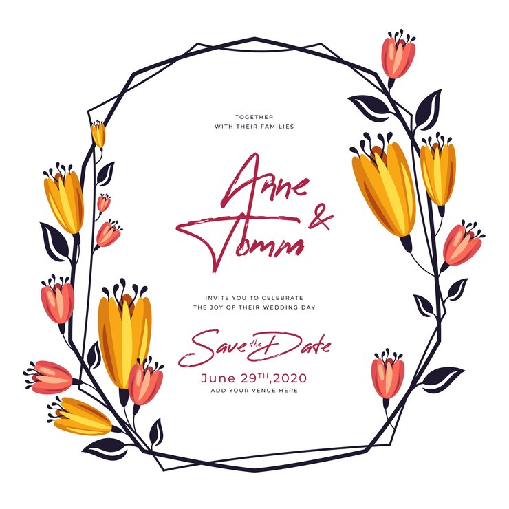 Free Vector colorful wedding floral frame