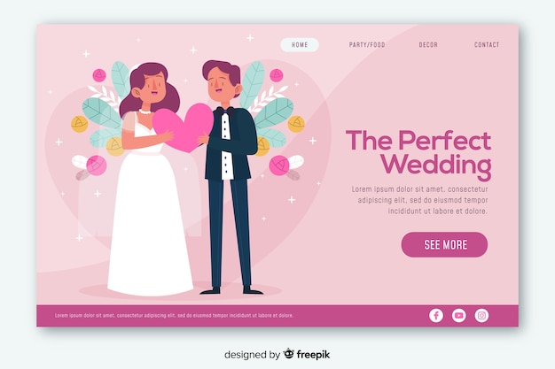 Colorful wedding landing page web design