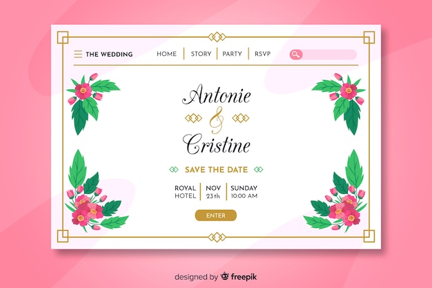 Colorful wedding landing page