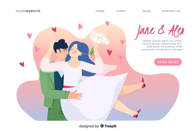 Colorful  wedding landing page