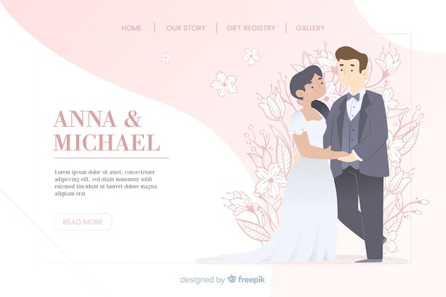Free vector colorful  wedding landing page