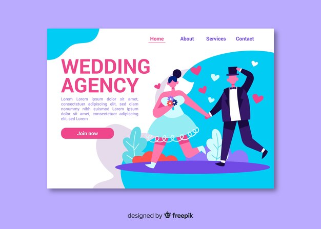 colorful  wedding landing page