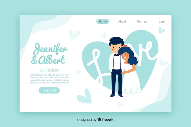 Free vector colorful  wedding landing page