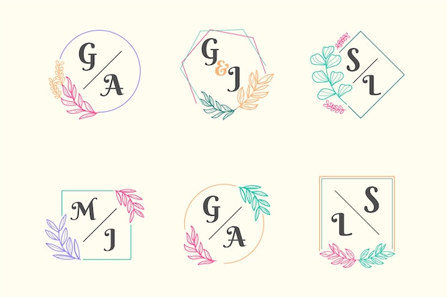 Colorful wedding monogram collection