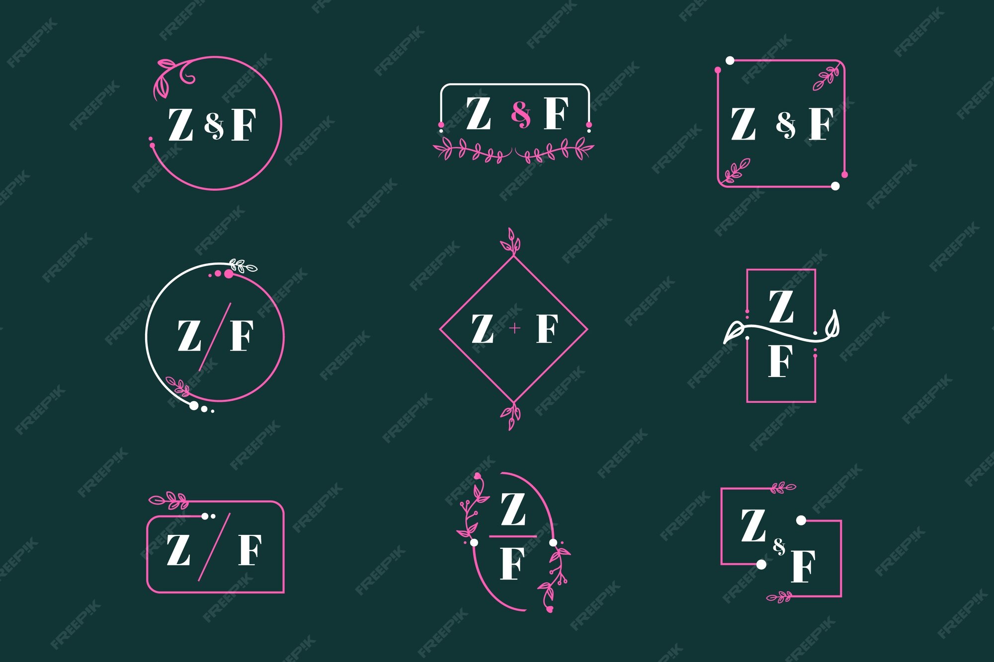 Free Vector | Colorful wedding monograms concept