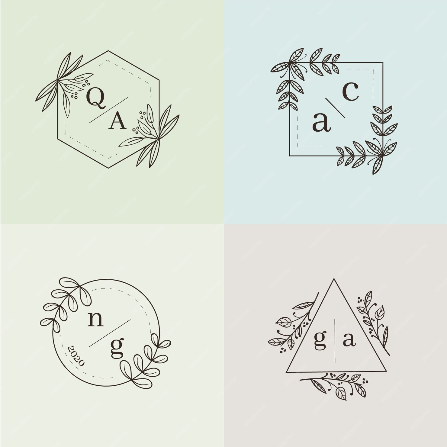 Free Vector | Colorful wedding monograms pack