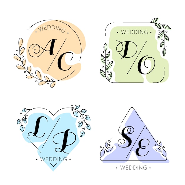 Free vector colorful wedding monograms
