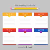 Free vector colorful weekly schedule template with flat design