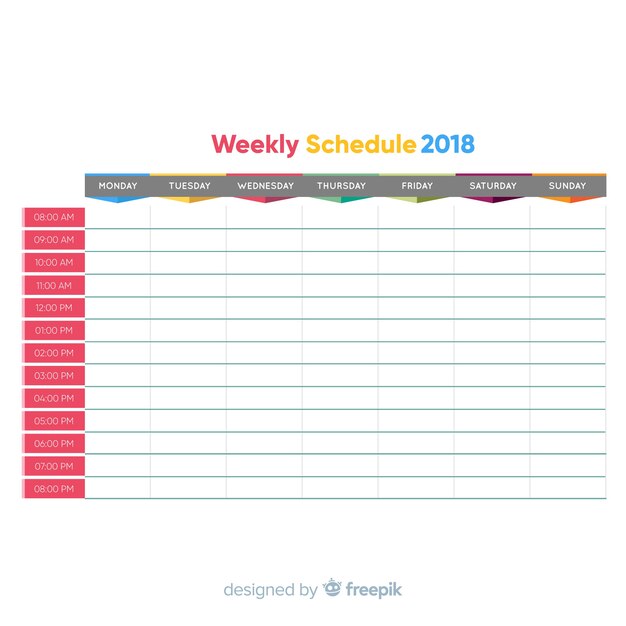 Colorful weekly schedule template with flat design