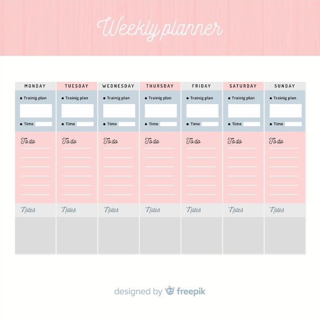 Colorful weekly schedule template with flat design