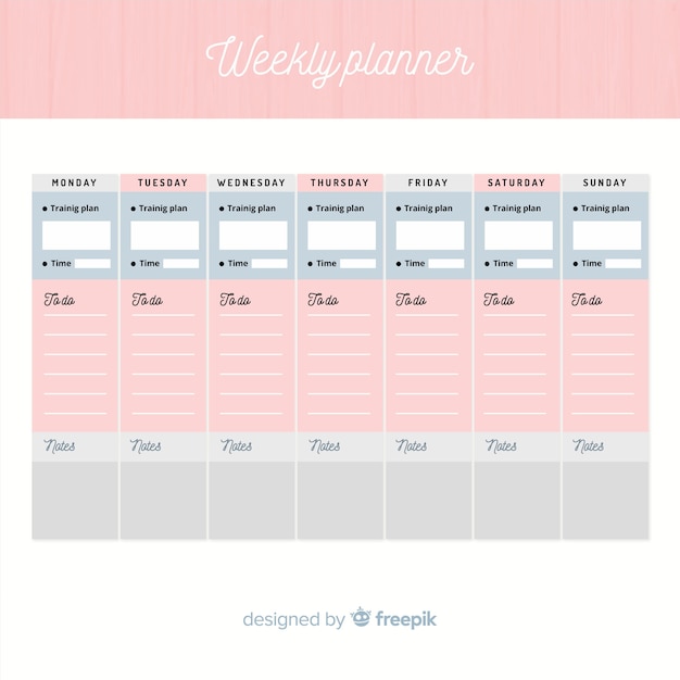 Free vector colorful weekly schedule template with flat design