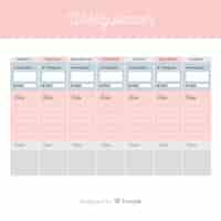 Vettore gratuito modello di programma settimanale colorato con design piatto