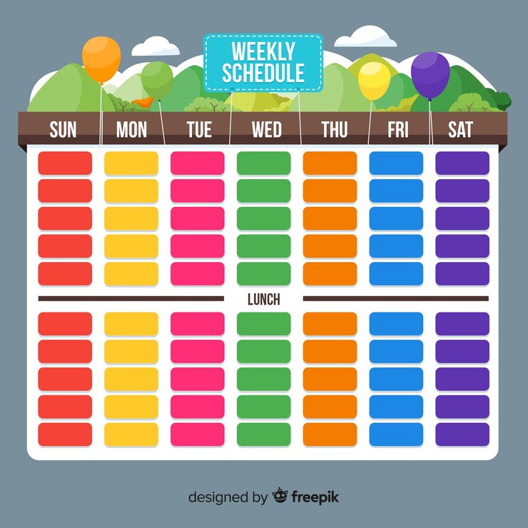 Free Vector colorful weekly schedule template with flat design