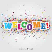 Free vector colorful welcome composition with origami style