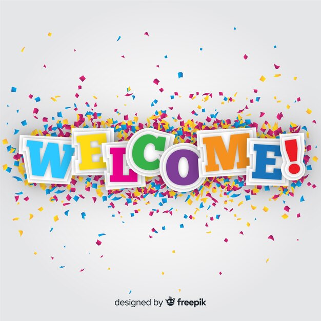 Colorful welcome composition with origami style