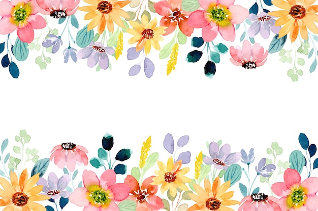 Colorful wild flower background with watercolor