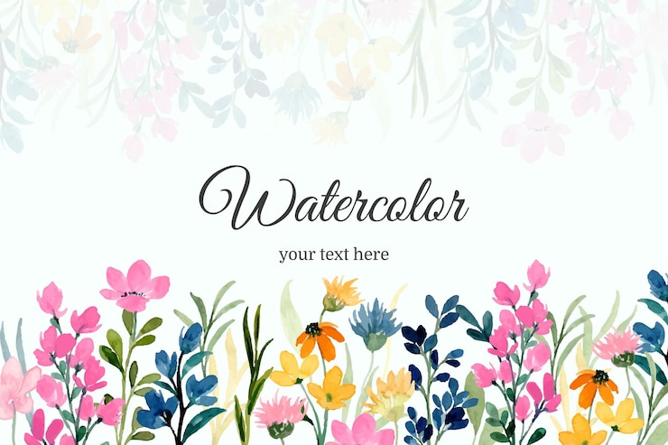 無料Vector 水彩でカラフルな野花の背景