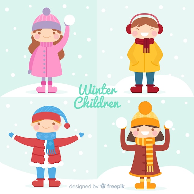 Free vector colorful winter children background