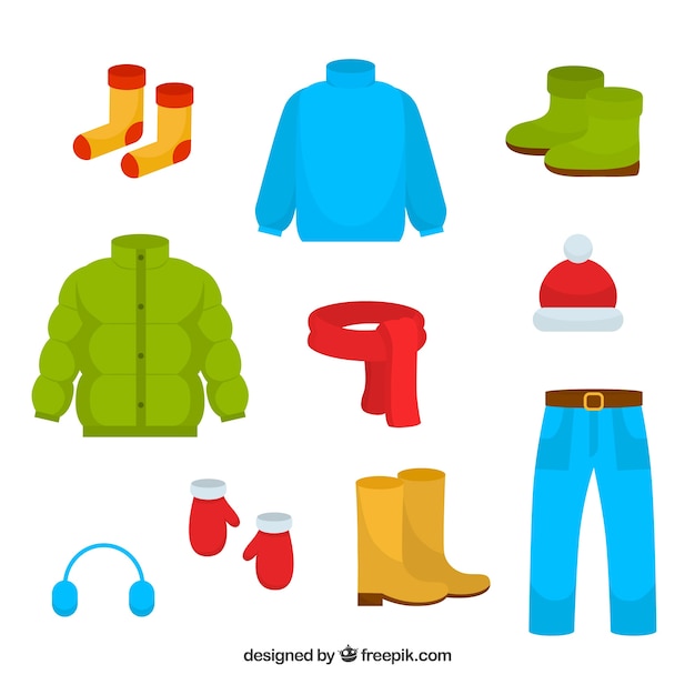 Free vector colorful winter clothes