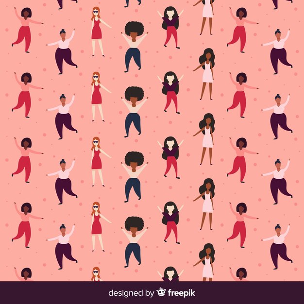 Colorful women pattern with flat design