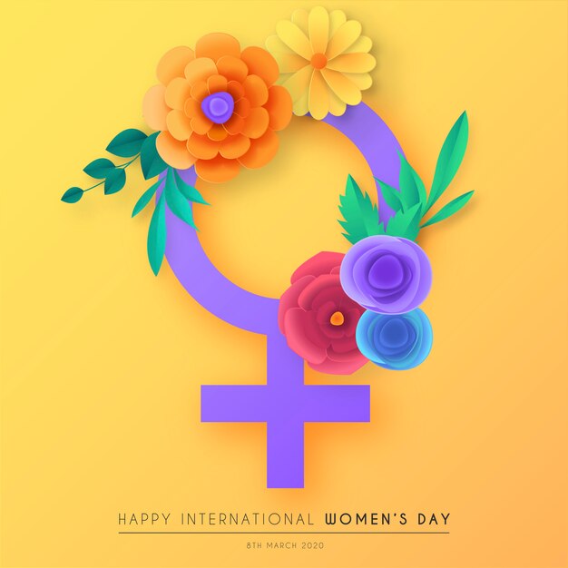 Colorful women's day background with papercut flowers