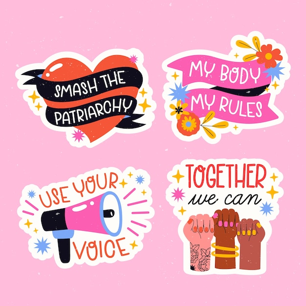 Free vector colorful women's day label collection