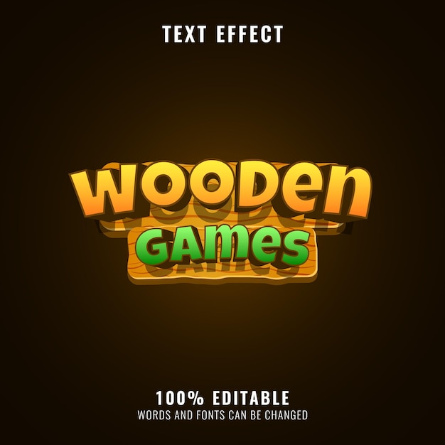 Colorful wooden game logo title text effect