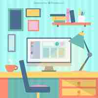 Free vector colorful workplace