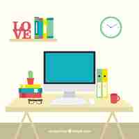 Free vector colorful workspace