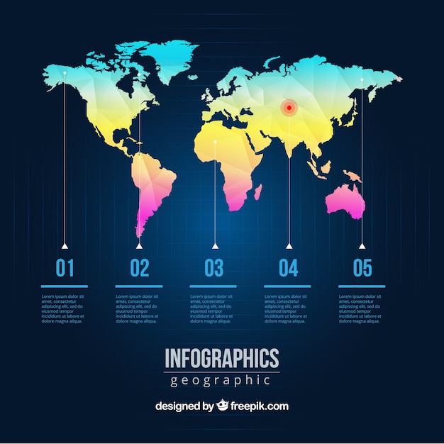 Colorful world map infographic