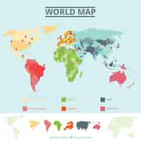 Бесплатное векторное изображение Красочные карта мира инфографики