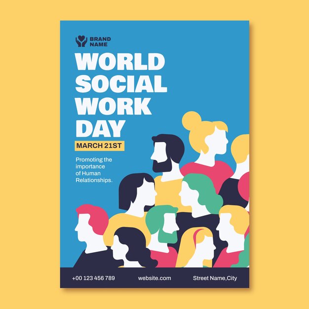 Free Vector Colorful world social work day poster template