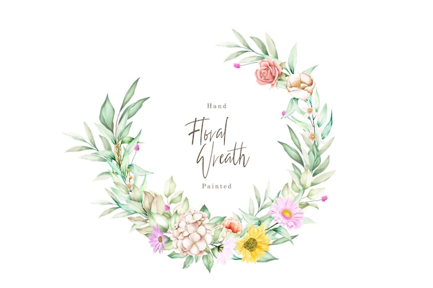 Free vector colorfull hand drawn floral wreath illustration