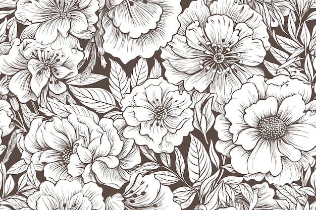 Free vector coloring book brown and white floral irregular organic background