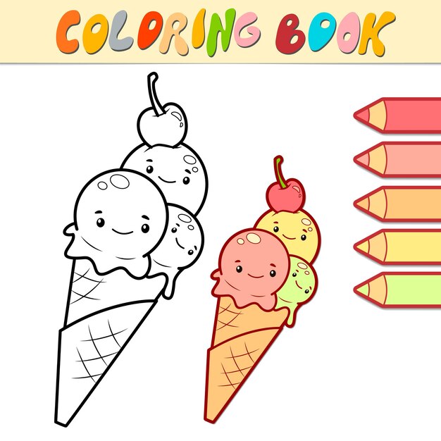 Download Premium Vector Coloring Page With Cartoon Ice Creams Set Of Black And White Ice Creams