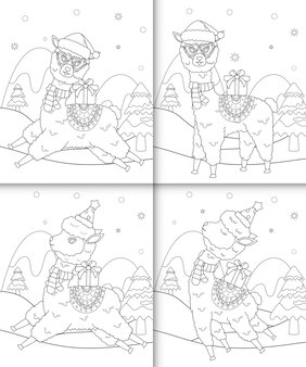 かわいいサンタクロースのクリスマスキャラクターの塗り絵 プレミアムベクター かわいいサンタクロースのクリスマスキャラクターの塗り絵 プレミアムベクター